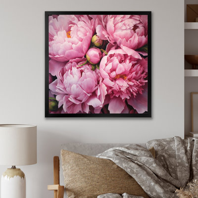 Pivoine rose verte captivante II - art floral sur toile