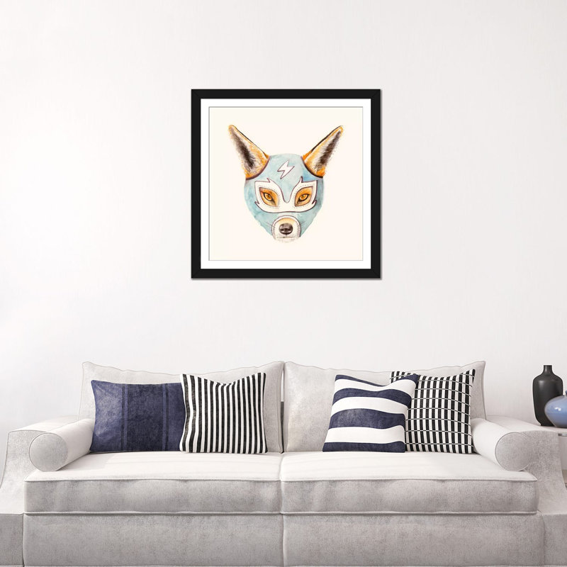 « andrew fox, », impression sur toile, H 16 po x l 16 po x P 1 po, Papier d'art encadré noir, Blanc