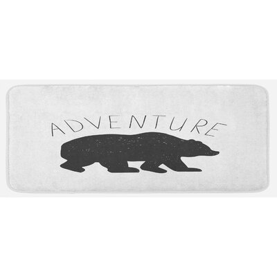 Black Silhouette Of A Wild Bear Zoo Animal Nature Passion Hipster Design Charcoal Grey White Kitchen Mat -  East Urban Home, 5D6B94CDC10D4B889B40E090BECD0AD5