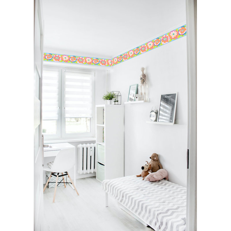 Bordure de papier peint L 15 pi x l 8,8 po Kaiyue, Bleu / Vert / Orange