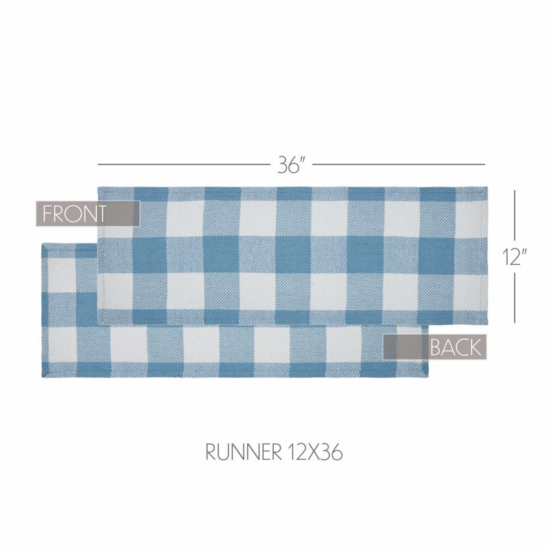 Linge de table à carreaux Annie Buffalo, 36 po x 12 po, Bleu / blanc