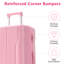 Valise rigide, valises en ABS léger et durable avec roues doubles, bagage à carreaux extensible de 28 pouces (rose)