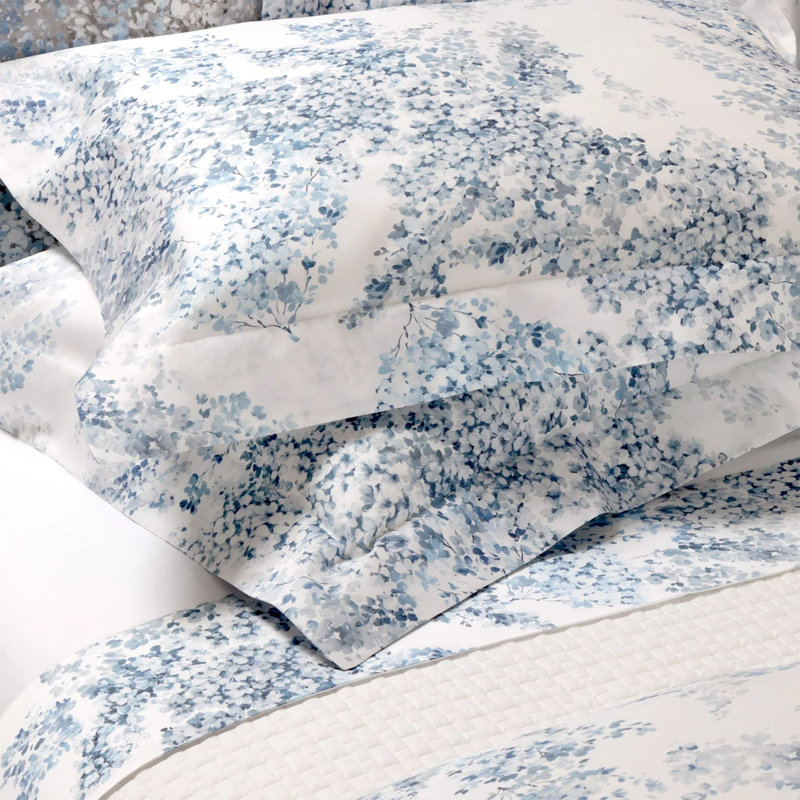 Housse de couette 100% coton Glicine, Housse de couette pour très grand lit, Bleu colonial
