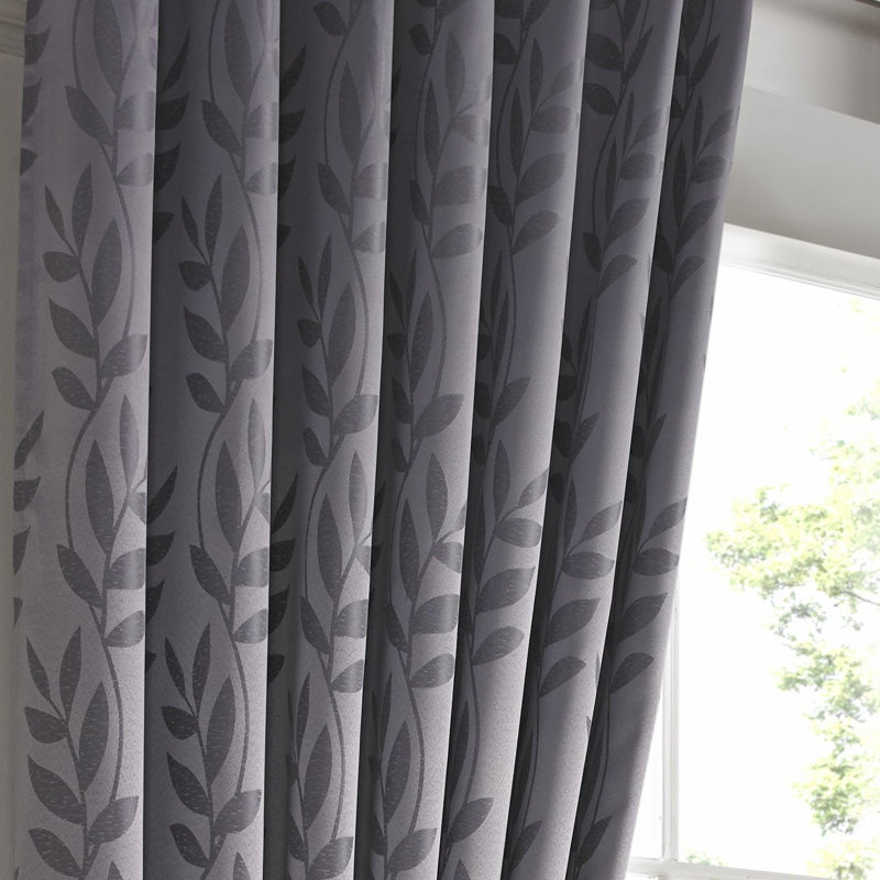 Becquere Ring Top Room Darkening Curtains, 168cm W x 229cm D, Silver