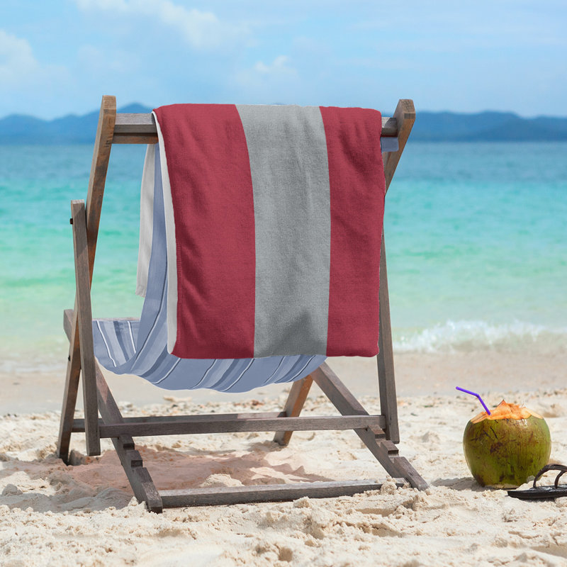 Beach Towel, Gray/Red
