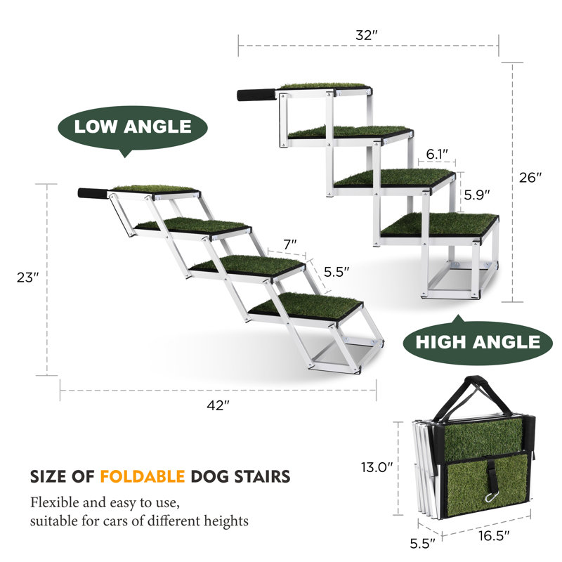 Escalier pliable pour animaux de compagnie pour voitures et VUS - Rampe en aluminium renforcée antidérapante, idéal pour les chiens ayant des problèmes articulaires, matériau facile à monter pour tous les véhicules, problèmes appropriés