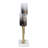 Vinie Candle Holder, Vintage 3 Arm Design, Gold Metal, Black Glass 17 Inch