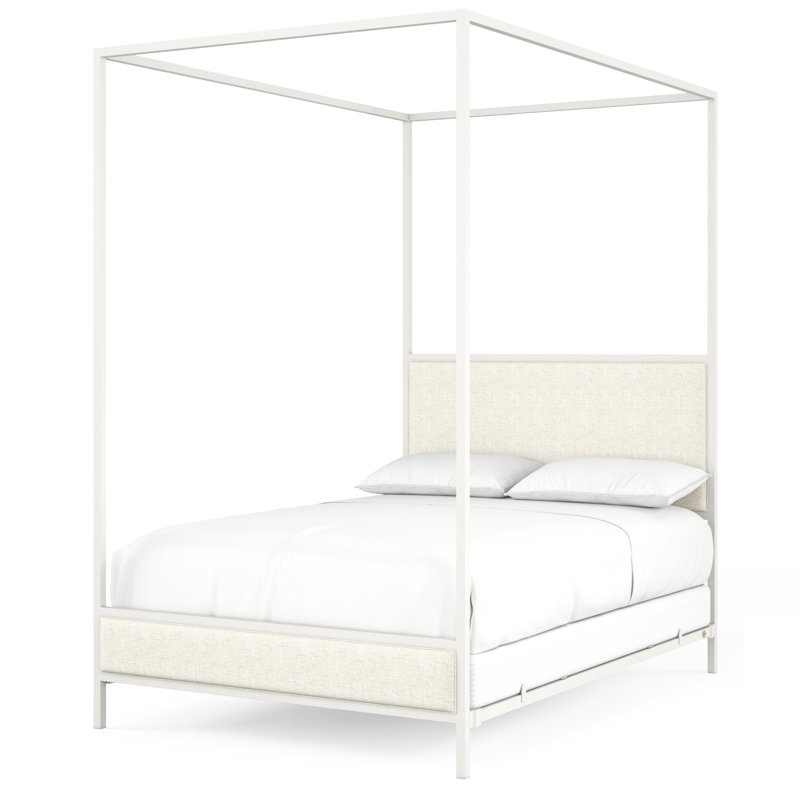 Lit à baldaquin classique moderne 340 | Auvent complet, Blanc mat, Grand lit