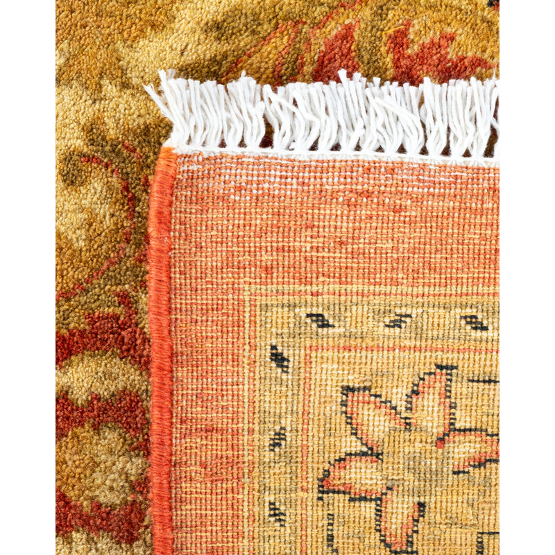Tapis orange noué à la main de conception unique 8 pi 4 po x 10 pi 1 po Keenan