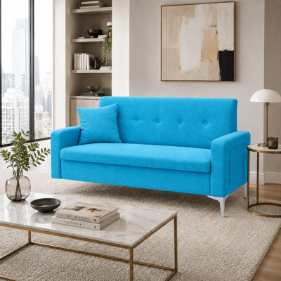Minimalist Side Pocket Organization Double Sofa for Studio Flats