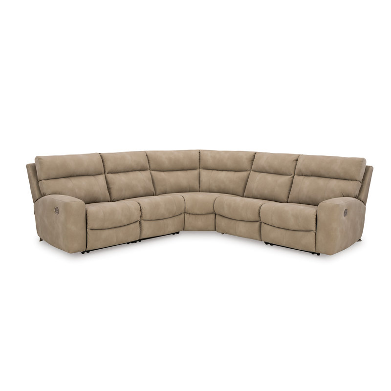 Matsuda 5-Piece Power Reclining Sectional, Similicuir beige