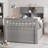 Twin Size Wooden Captain Platform Bed Frame with Storage, Bookcases, Shelves, and Four Drawers in Gray