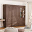 Armoire de rangement en bois avec design arqué, vitrine avec éclairage DEL, grande capacité et surface imperméable-121515904