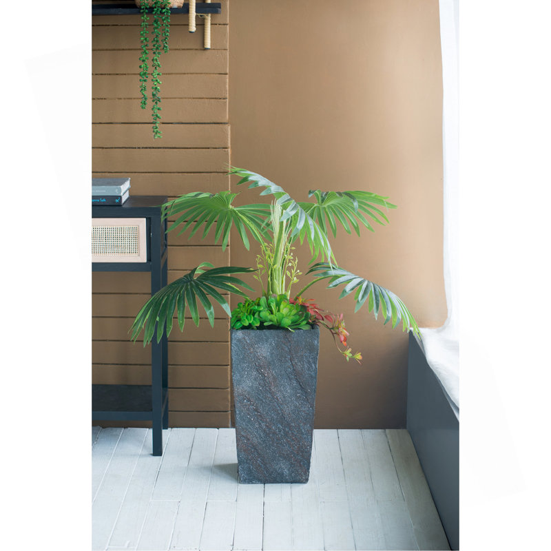 Jardinière en ciment 9,4 po x 9,4 po x 18,1 po, H 18,1 po x l 9,4 po x P 9,4 po