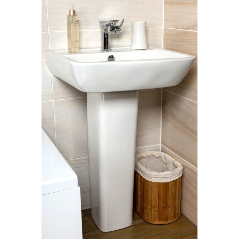  Ceramic Rectangular Full Pedestal Basin