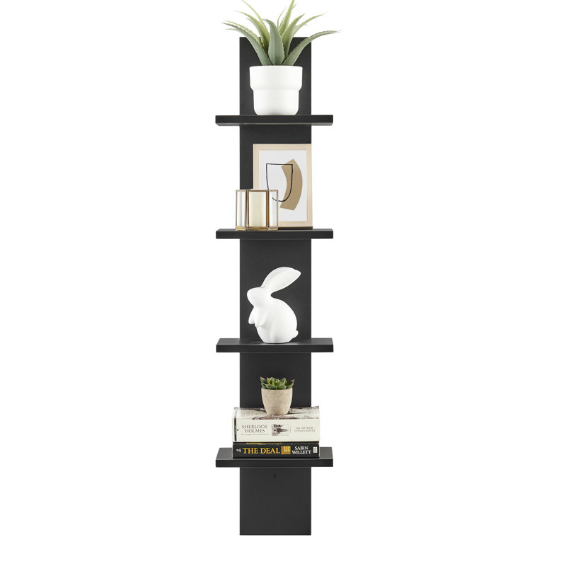 Decorative Tiered Wall Shelves Arica 4-Tier Floating Column Shelf, Black