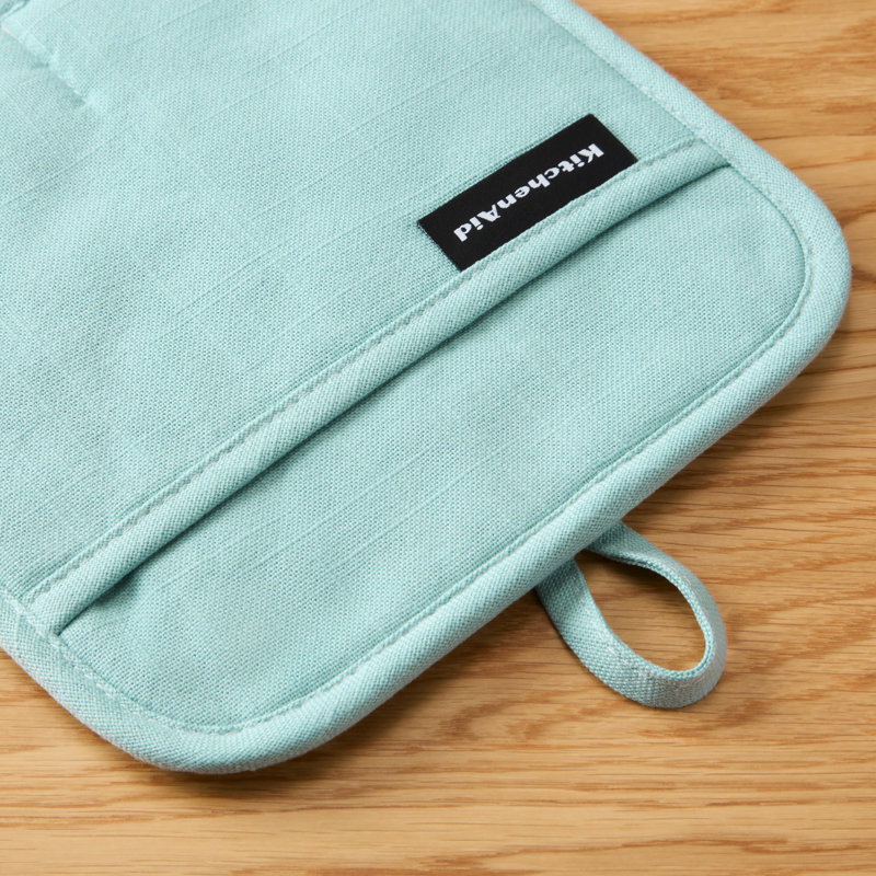 KITCHENAID Gourmet Series Gridlines Pot Holders 2-Pack, Mineral Water Aqua
