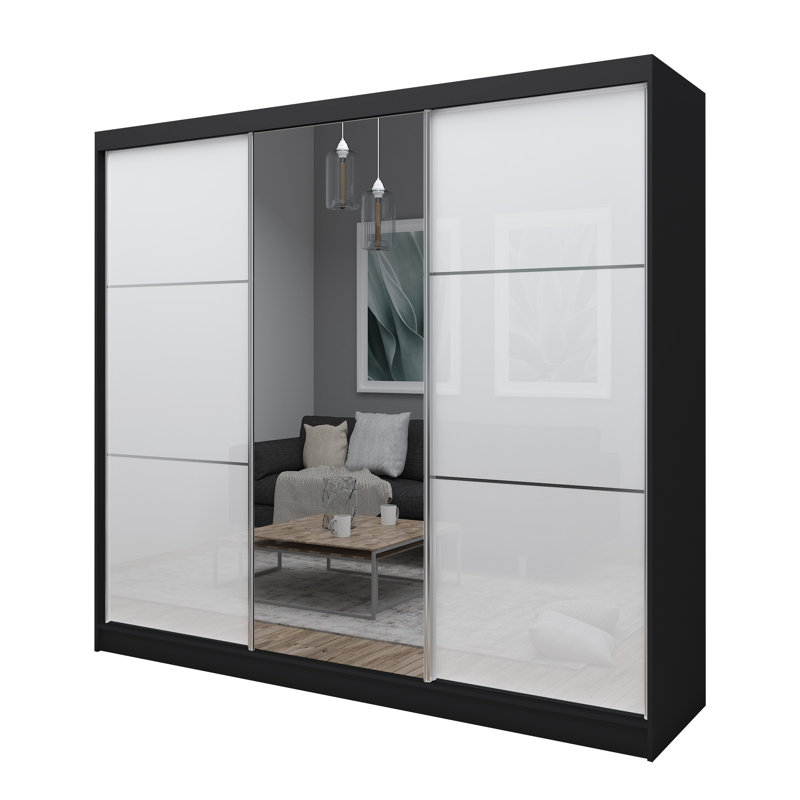 Jamei 3 Door Manufactured Wood Wardrobe, Black/White