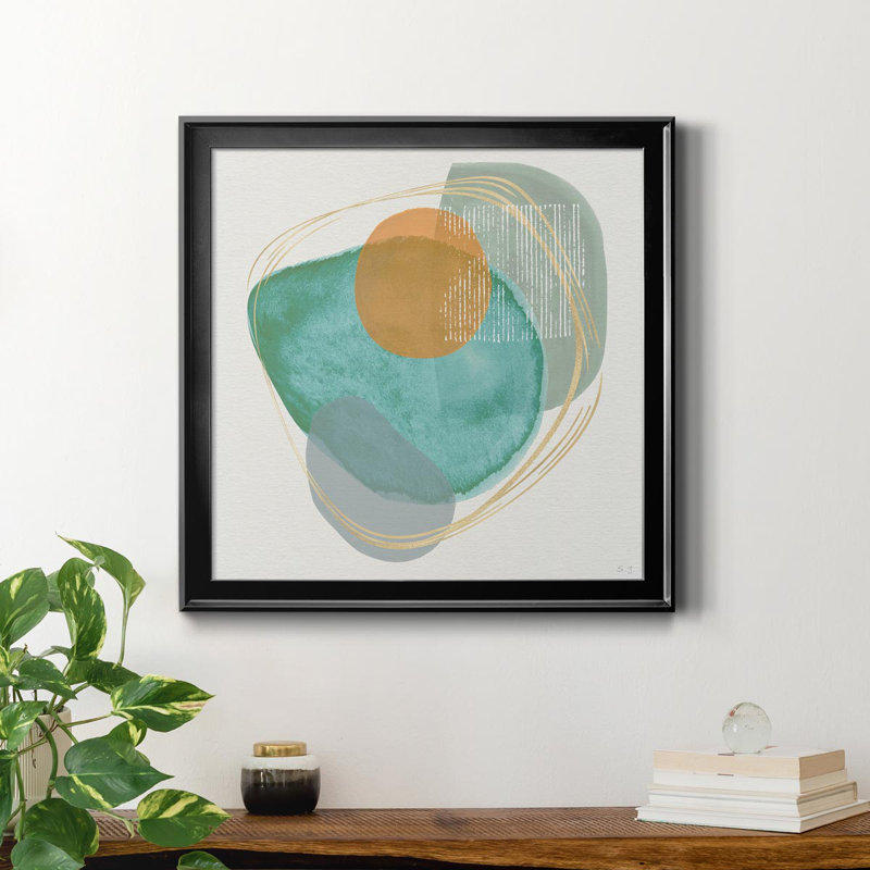 River Jewels I - Peinture sur toile encadrée, H 17,5 po x l 17,5 po x P 1,5 po, Noir