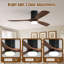 52" Solid Wood 3-Blade Low Profile Ceiling Fan With Integrated LED Light, DC Motor, Smart Remote Control & Reversible Airflow-612094168-612094151