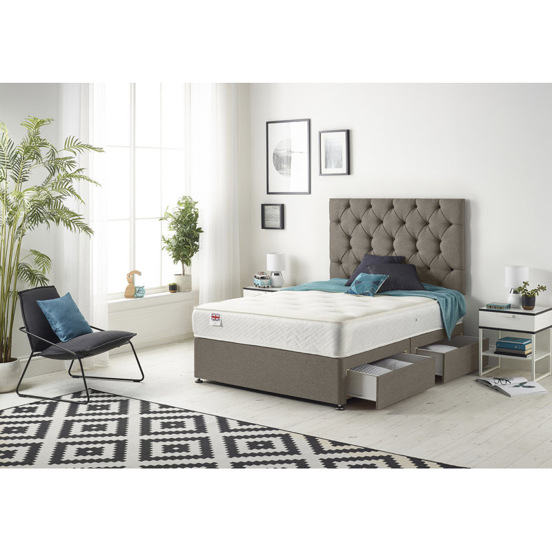 Copple Coilsprung Divan Bed Set, Super King (6'), Coffee, 2 Drawers