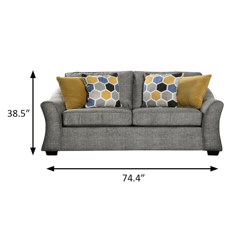 74.4" W Transitional Loveseat, Light Gray