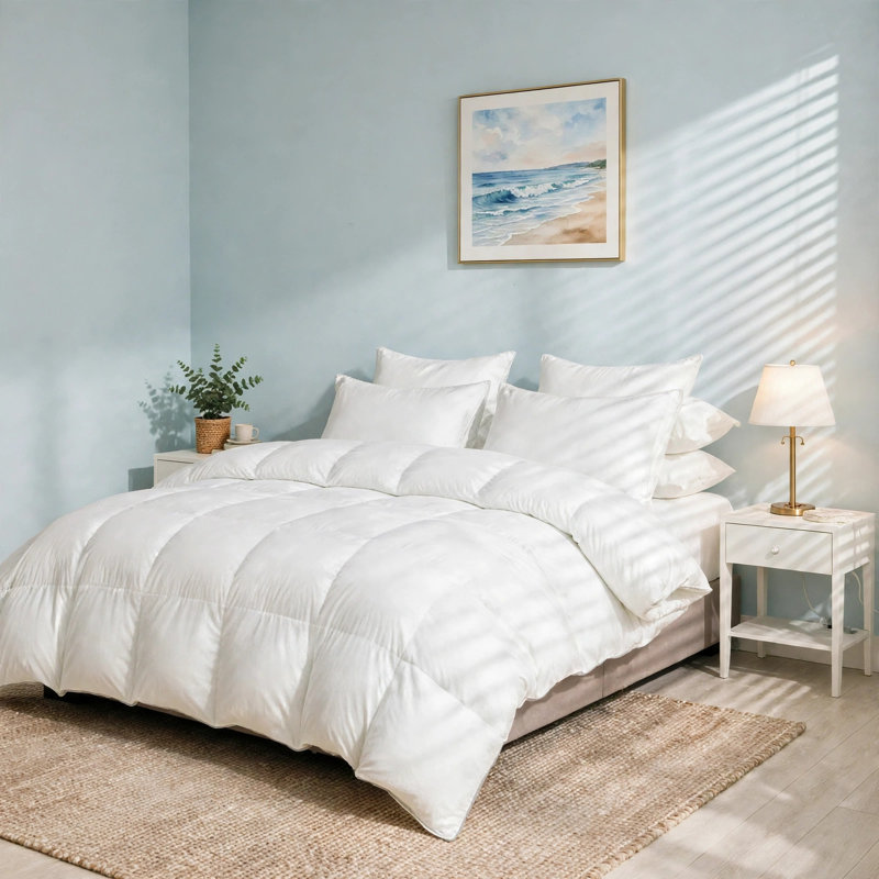  All Season Baffle Box Down Feather Medium Warmth Comforter Duvet Insert, California King, California King