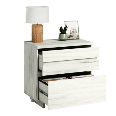 Un classeur latéral gris et gris, une option d'espace de travail organisé, de grands tiroirs pour la disposition des lettres, peut servir de support ou de présentoir à imprimante, une finition contemporaine pour s'agencer au décor de bureau, à la construction