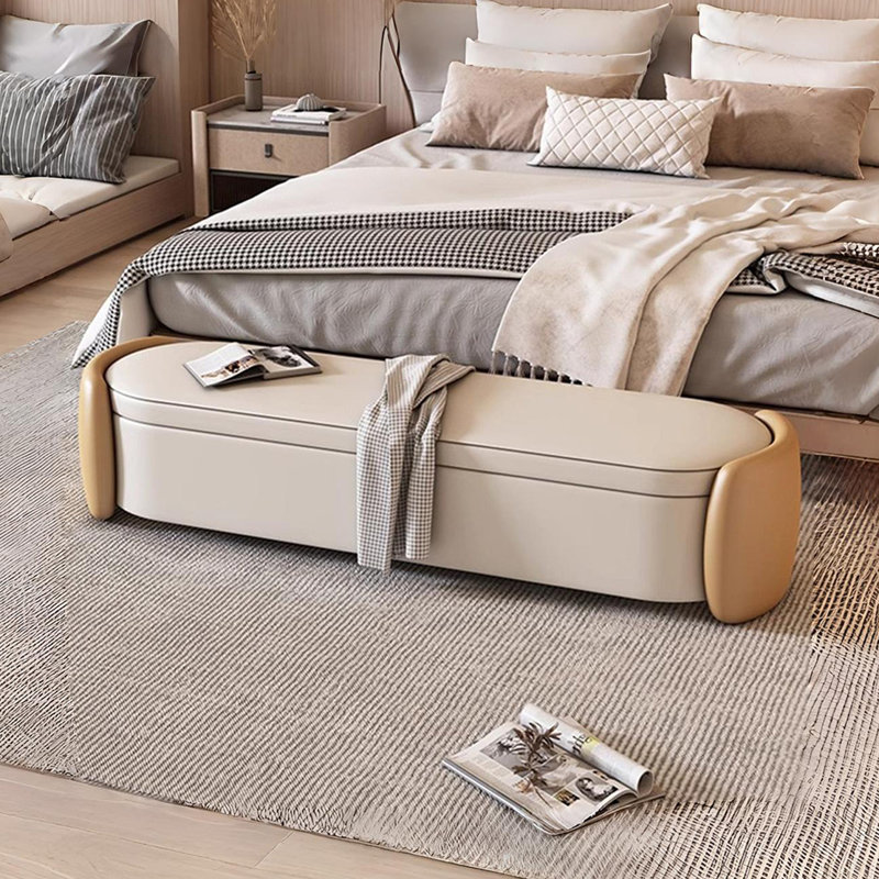Eco-friendly multi-functional bed stool, Beige/Orange