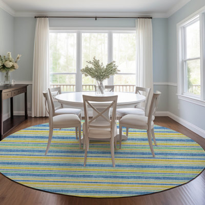 Kinslee Washable Striped Indoor / Outdoor Rug
