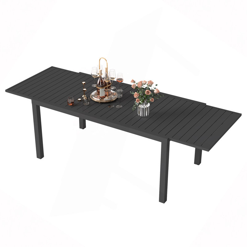 Table de salle à manger extensible en aluminium 97,2 po L, Noir