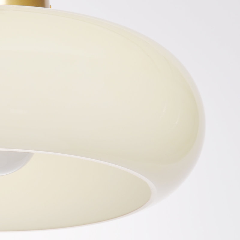 Mid-century Modern Beige Semi Flush Mount Ceiling Light, 5.91" H x 11.02" W x 11.02" D