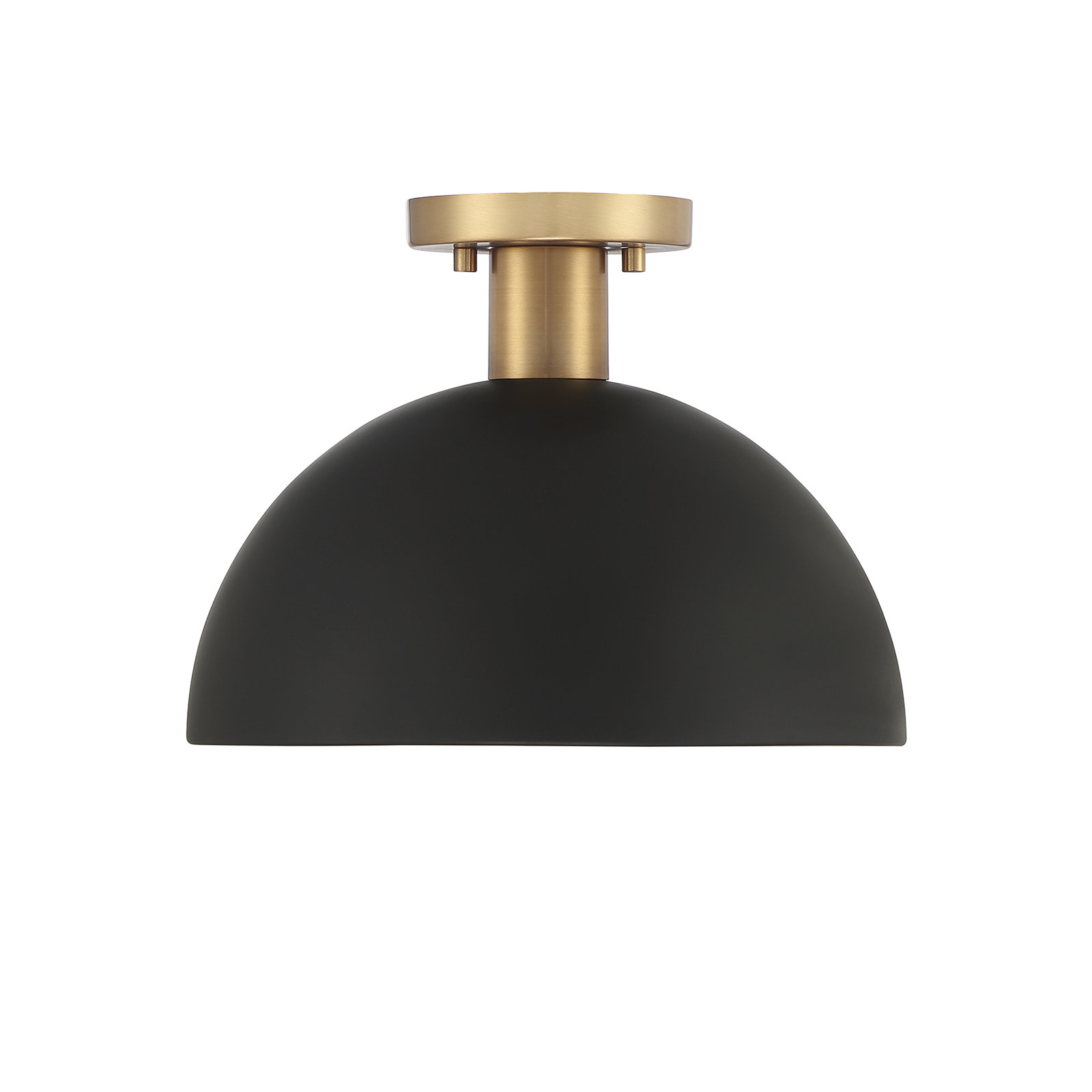 Darrah Single Light Semi Flush Mount, Matte Black with Natural Brass