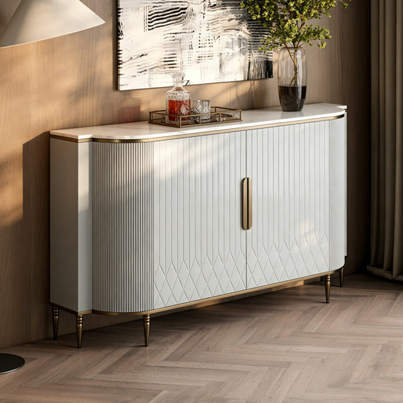 Buffet de luxe américain de style moderne et léger, H 35,4 po x l 55,1 po x P 15,7 po, Gris clair