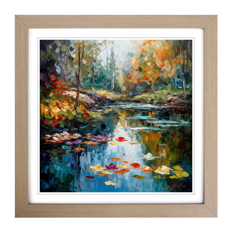 Pond Palette Knife No.2 - Framed Print, Oak