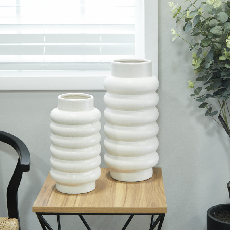 Alix Stoneware Table Vase, White