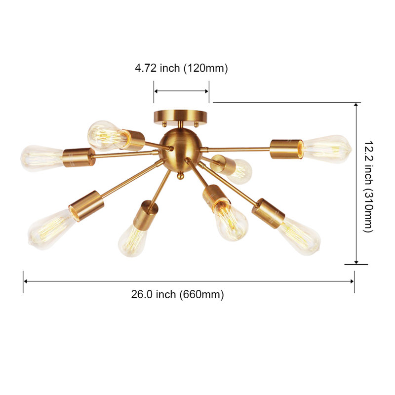 Fredette Semi Flush Mount, Brushed Brass