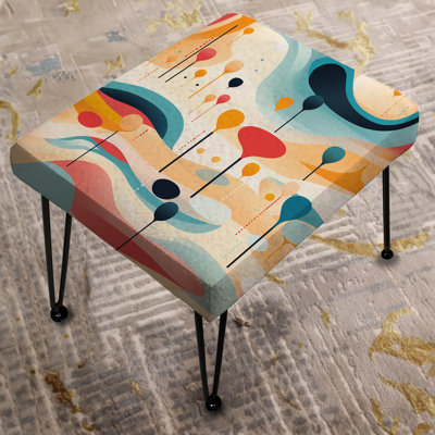 Soft Multicolor Abstract Neutrality Wave - Abstract Rectangle Ottoman
