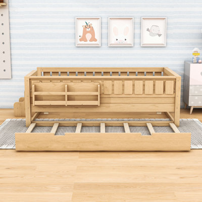 Wood Bed with Bookcase and Twin Trundle