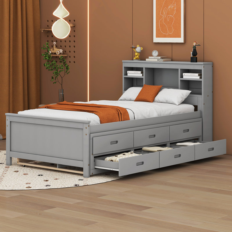 Aleona Bookcase Bed, Gray