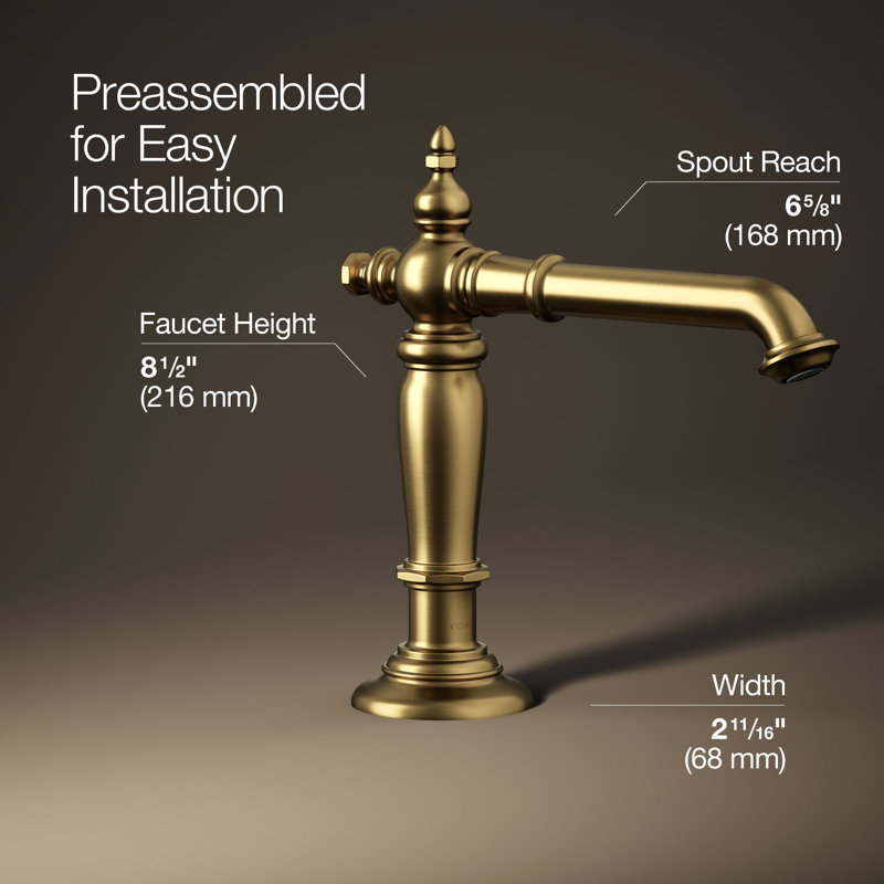 Artifacts® Widespread Bathroom Faucet with Drain Assembly, Vibrant Brushed Moderne Brass