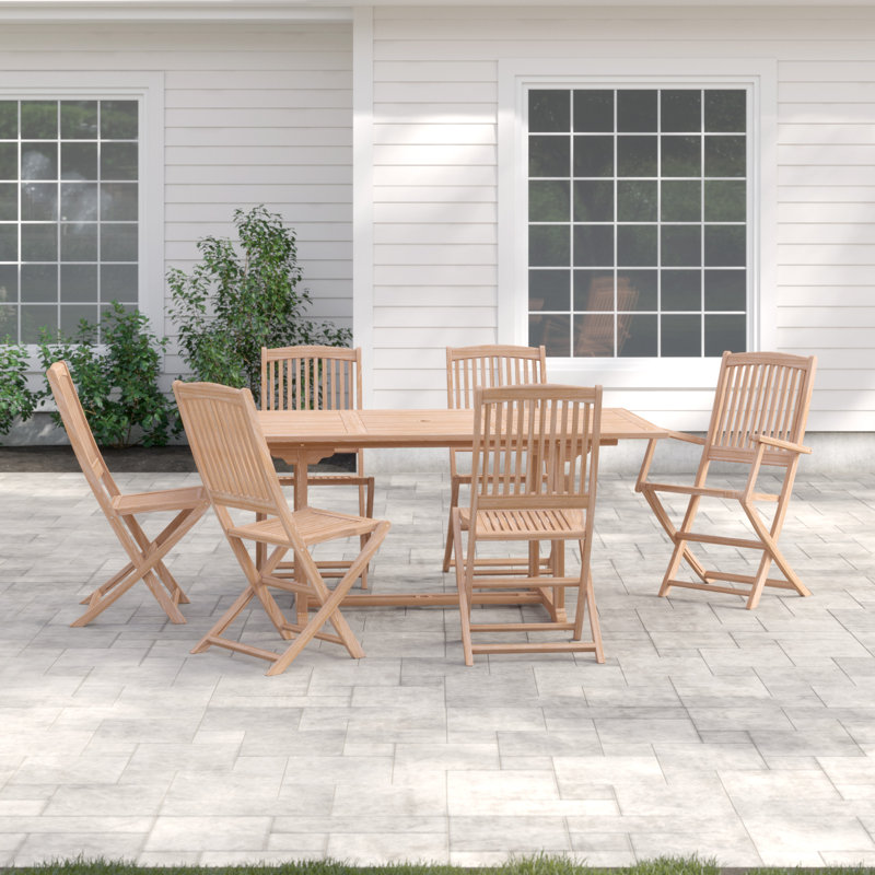 Woehler 6 - Person Teak Wood Patio Dining Set with Rectangular Table