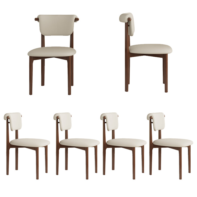 Solid Wood Frame Upholstered Dining Chairs (Set Of 6), 6