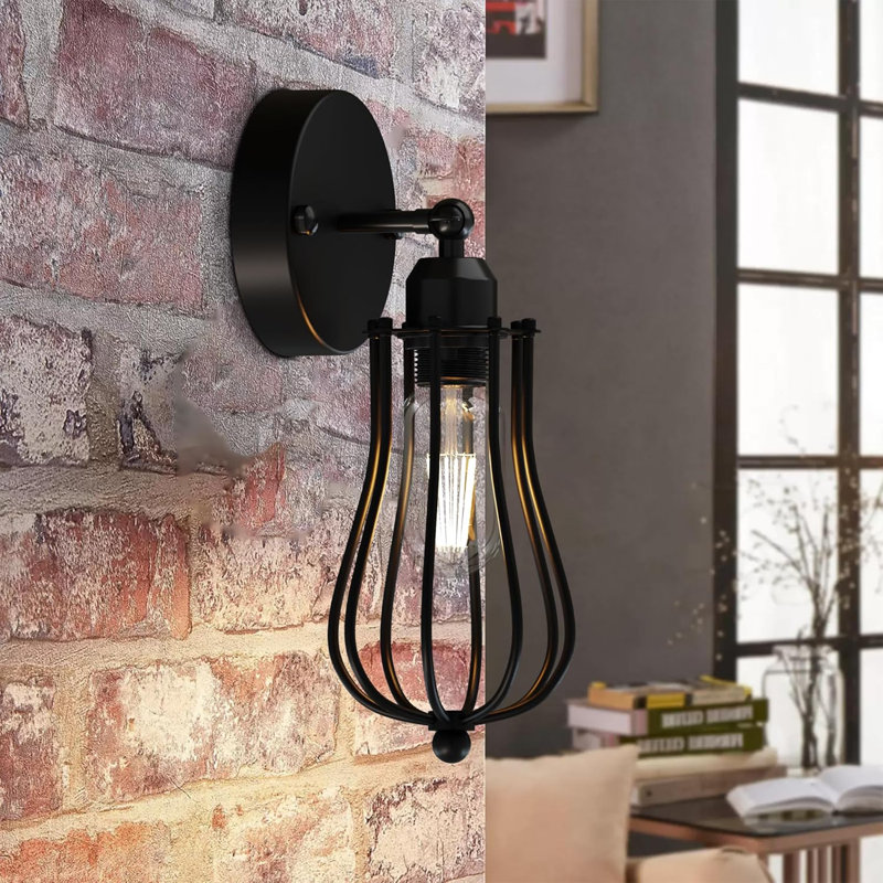 Bomar Adjustable Arm Sconce with Cage Shade – Vintage Traditional Wall Light for Living Rooms, Bedrooms, and Hallways., Yes