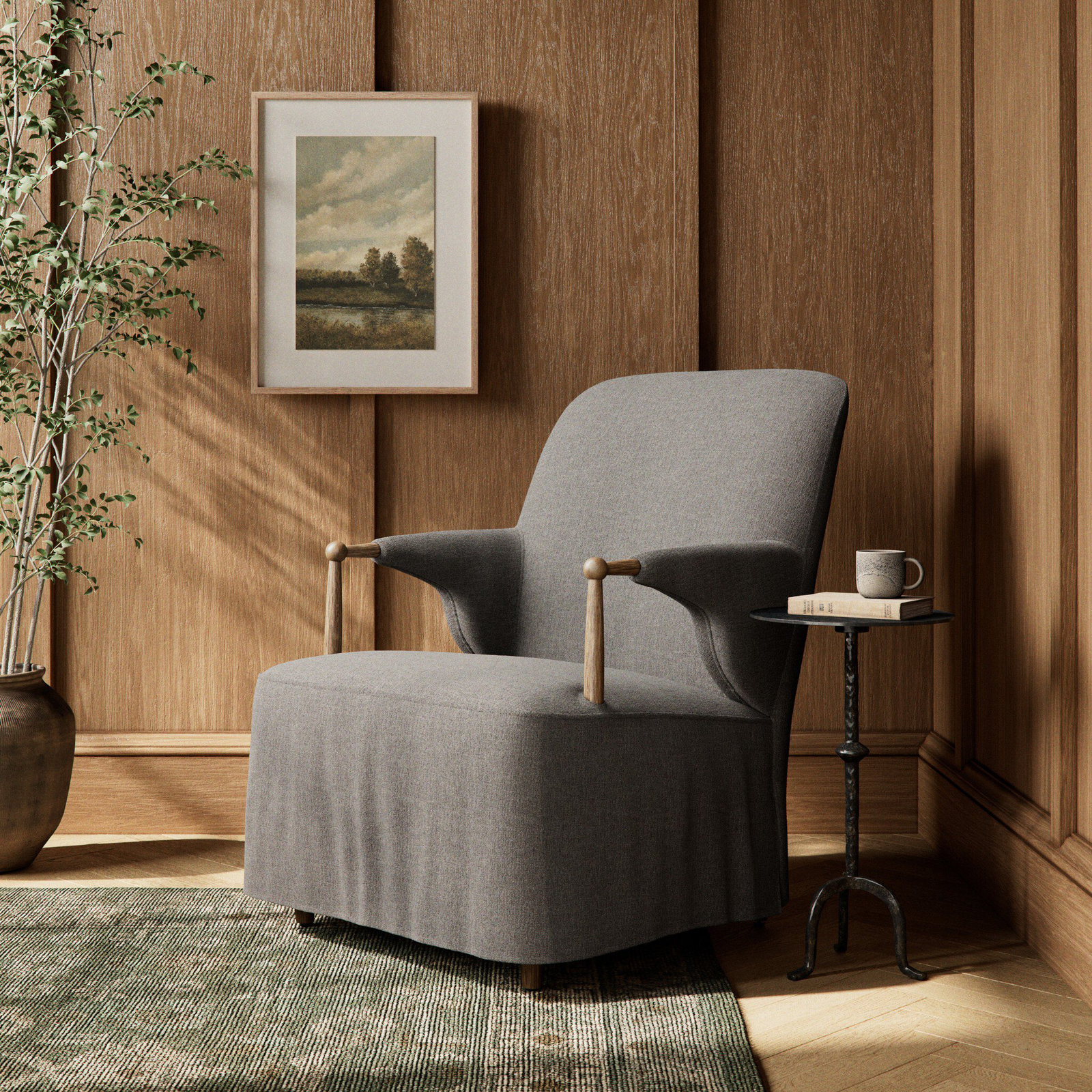 Amber Lewis x Four Hands Brently Armchair, Broadway Denim Linen