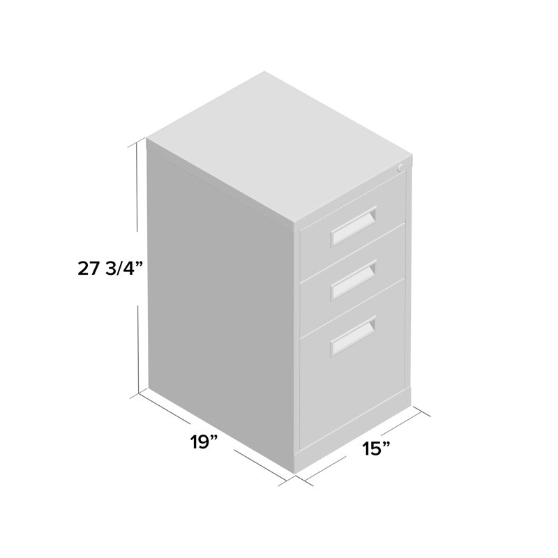 15 " Wide 3 Steel Vertical Filing Cabinet, Black