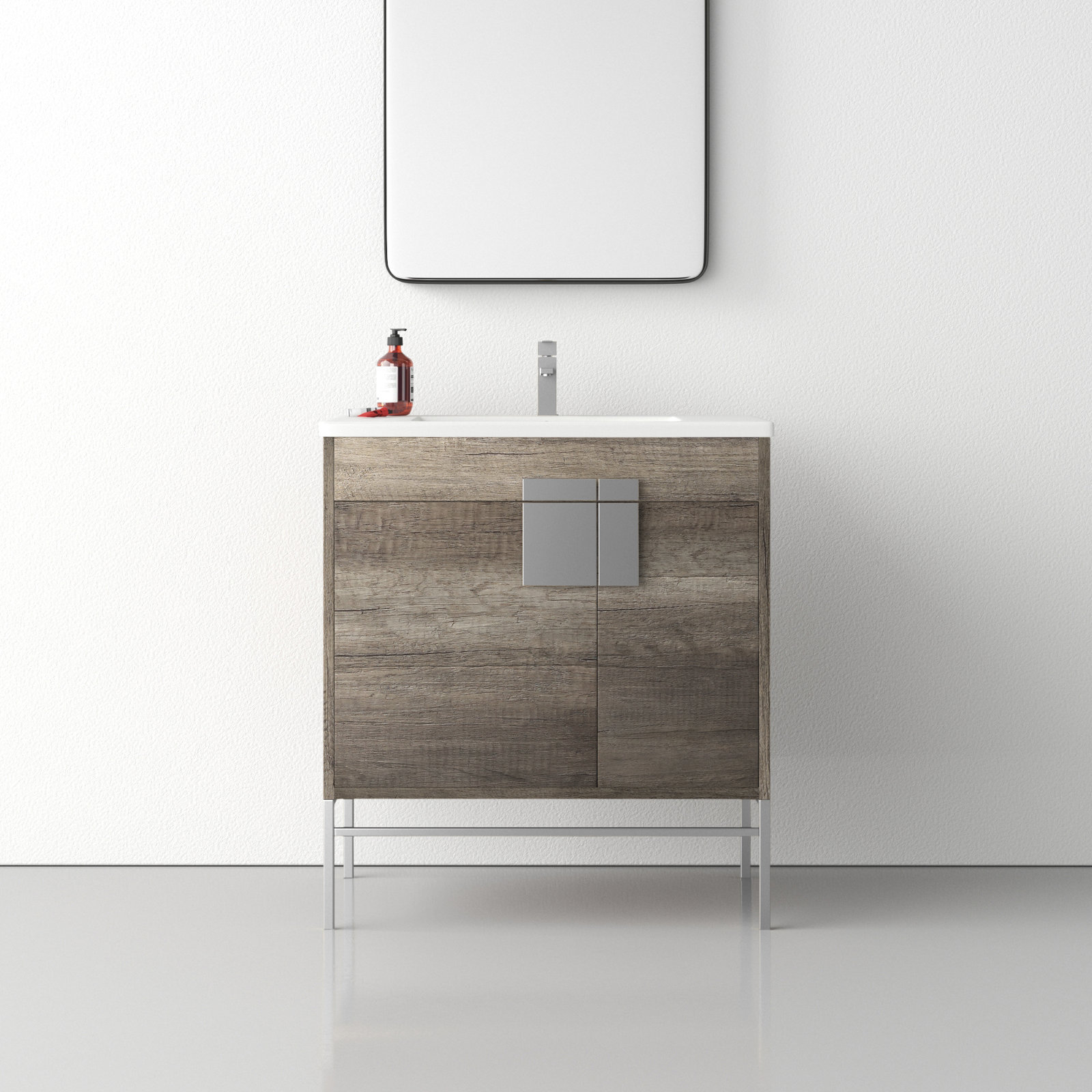 Maisie 30'' Single Bathroom Vanity, Polished Chrome, Gray