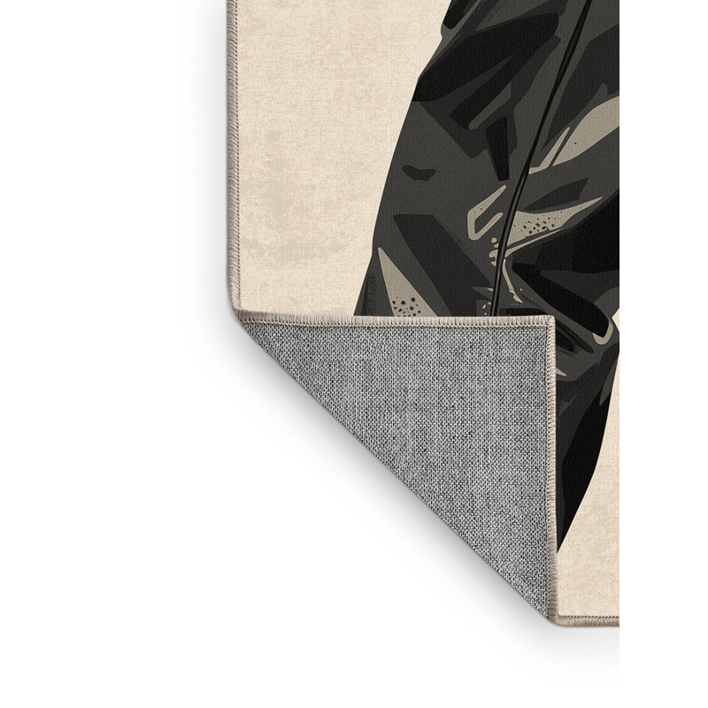 Tapis gris élégant et lavable à la machine Kymani, 7 x 9