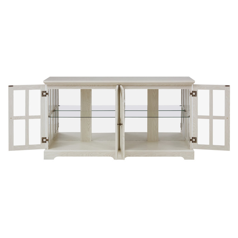 Élégante vitrine rétro en blanc antique avec tablettes réglables et look contemporain