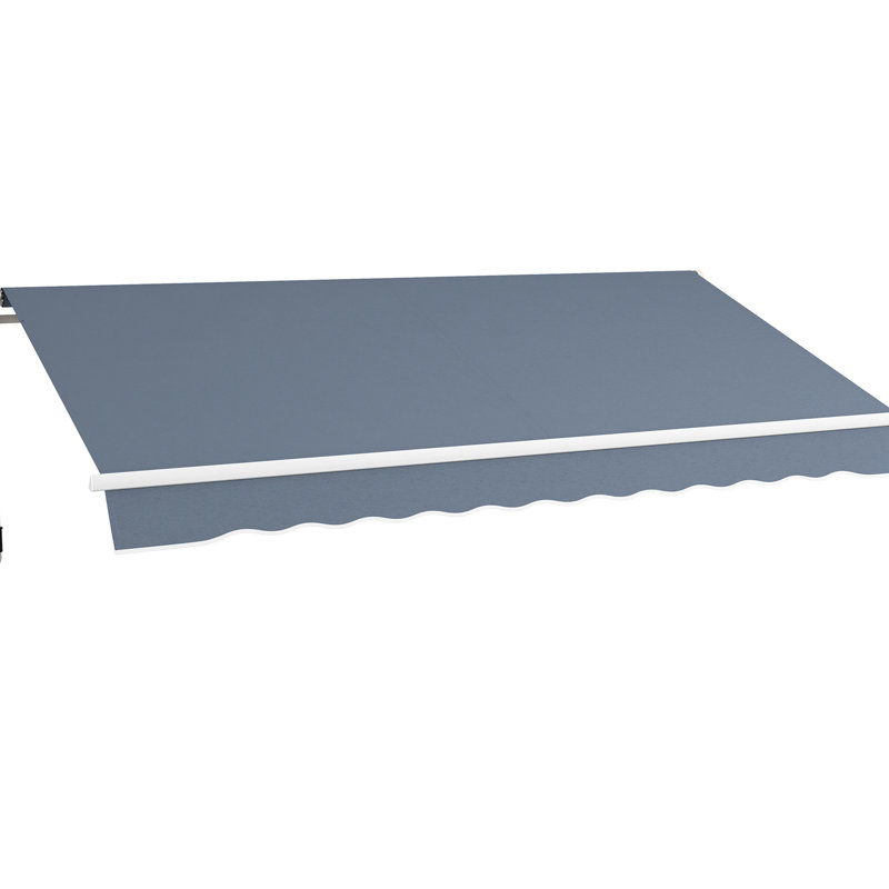 Parasol de patio 12 'x 10' - et eau - avec manivelle manuelle pour terrasse, balcon, cour, auvent gris anthracite rétractable. Poignée. Tissu. Cadre en aluminium pour toutes les surfaces, tous les emplacements et tous les environnements.